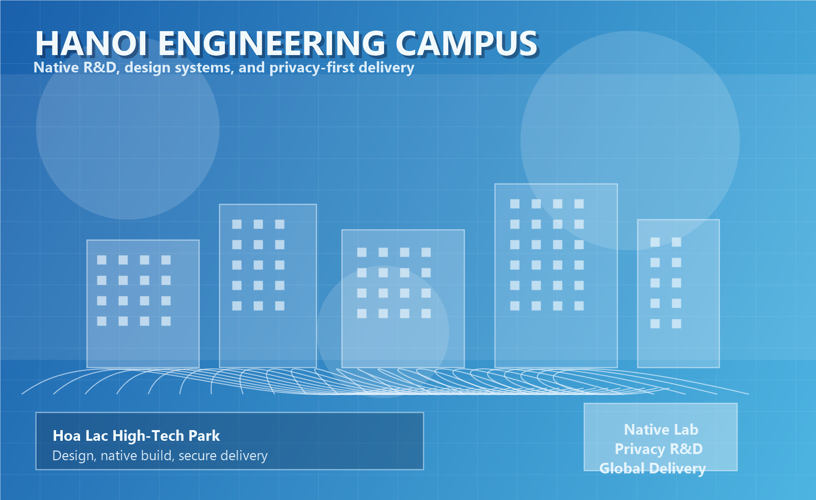 Cold-tone abstract campus and technology visual